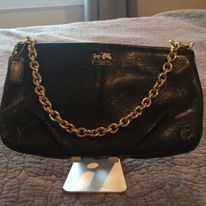 Coach black leather clutch bag